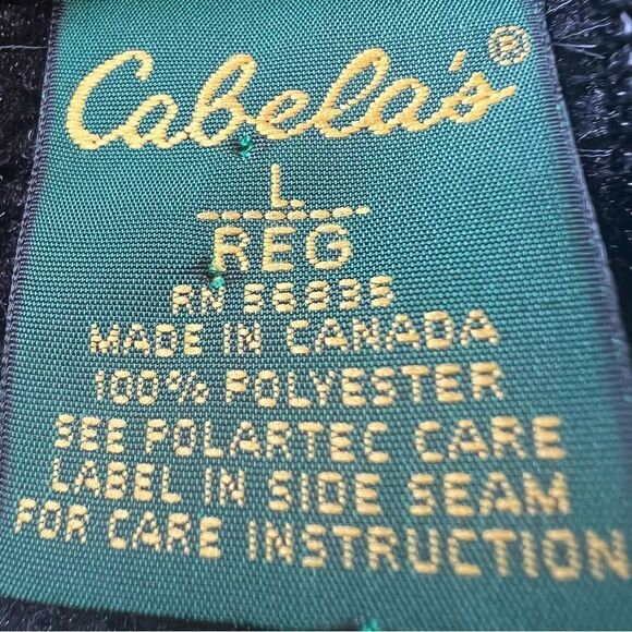 Cabela's Polartec Black High Pile Sherpa Fleece Teddy Full Zip Jacket Coat SZ L - Picture 9 of 15